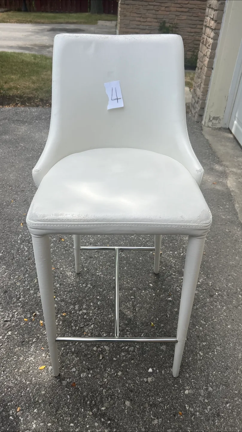 White Leather Bar Stools - Set of 4 image indicator(3)