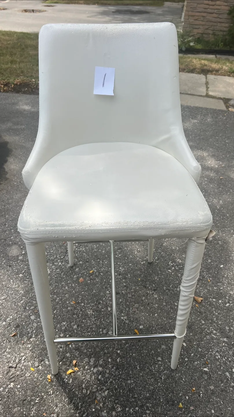 White Leather Bar Stools - Set of 4 image indicator(6)