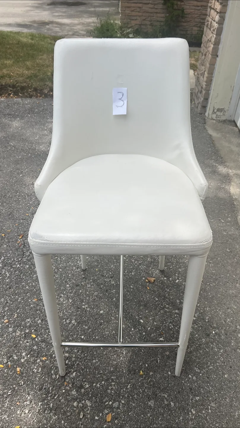 White Leather Bar Stools - Set of 4 image indicator(4)