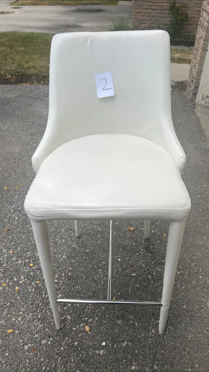 White Leather Bar Stools - Set of 4 image indicator(5)