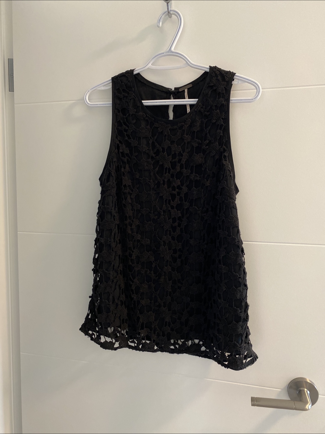 Black Knit Lace Tank Top - Size M