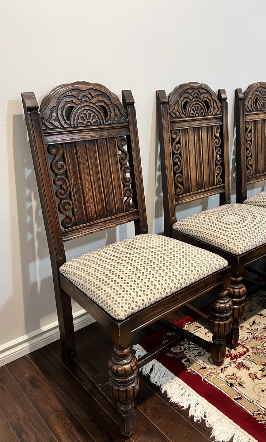 Antique Style Carved Wood Dining Chairs - photo 2