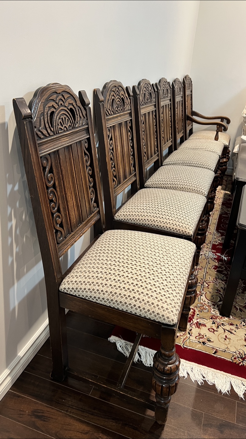 Antique Style Carved Wood Dining Chairs - photo 3