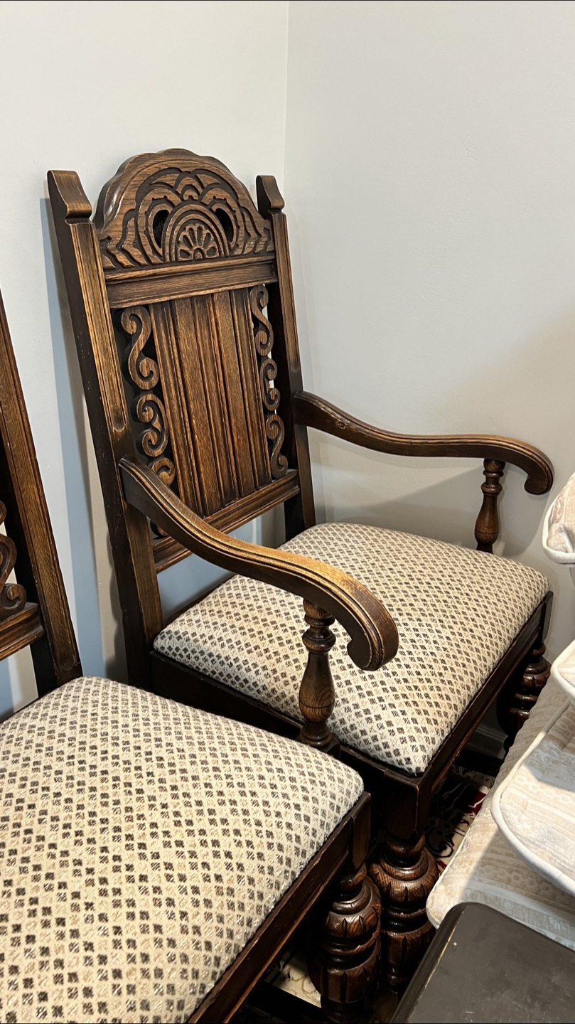 Antique Style Carved Wood Dining Chairs - photo 4