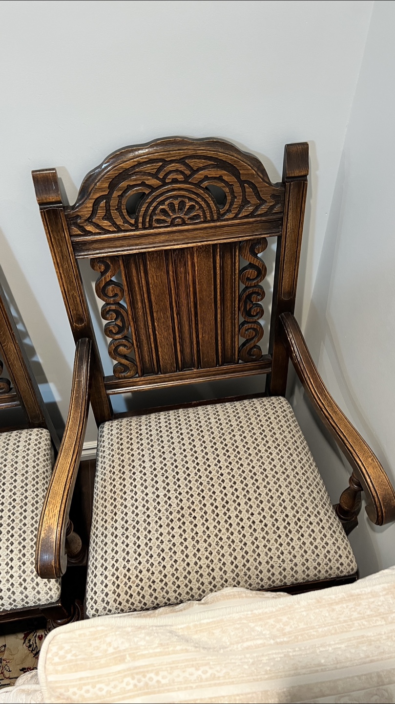 Antique Style Carved Wood Dining Chairs - photo 5