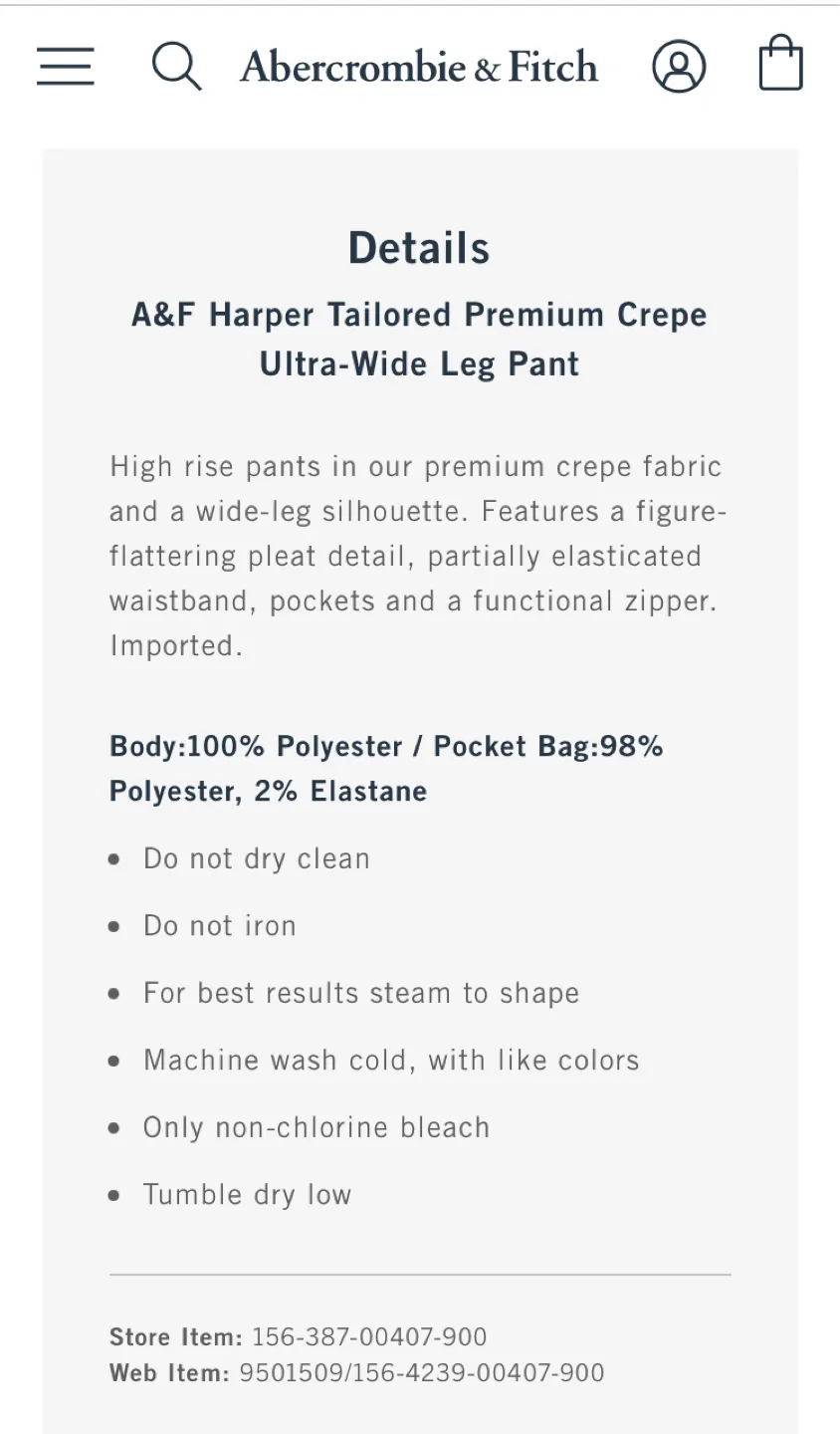 A&F Harper Tailored Premium Crepe Ultra-Wide Leg Pant image indicator(6)