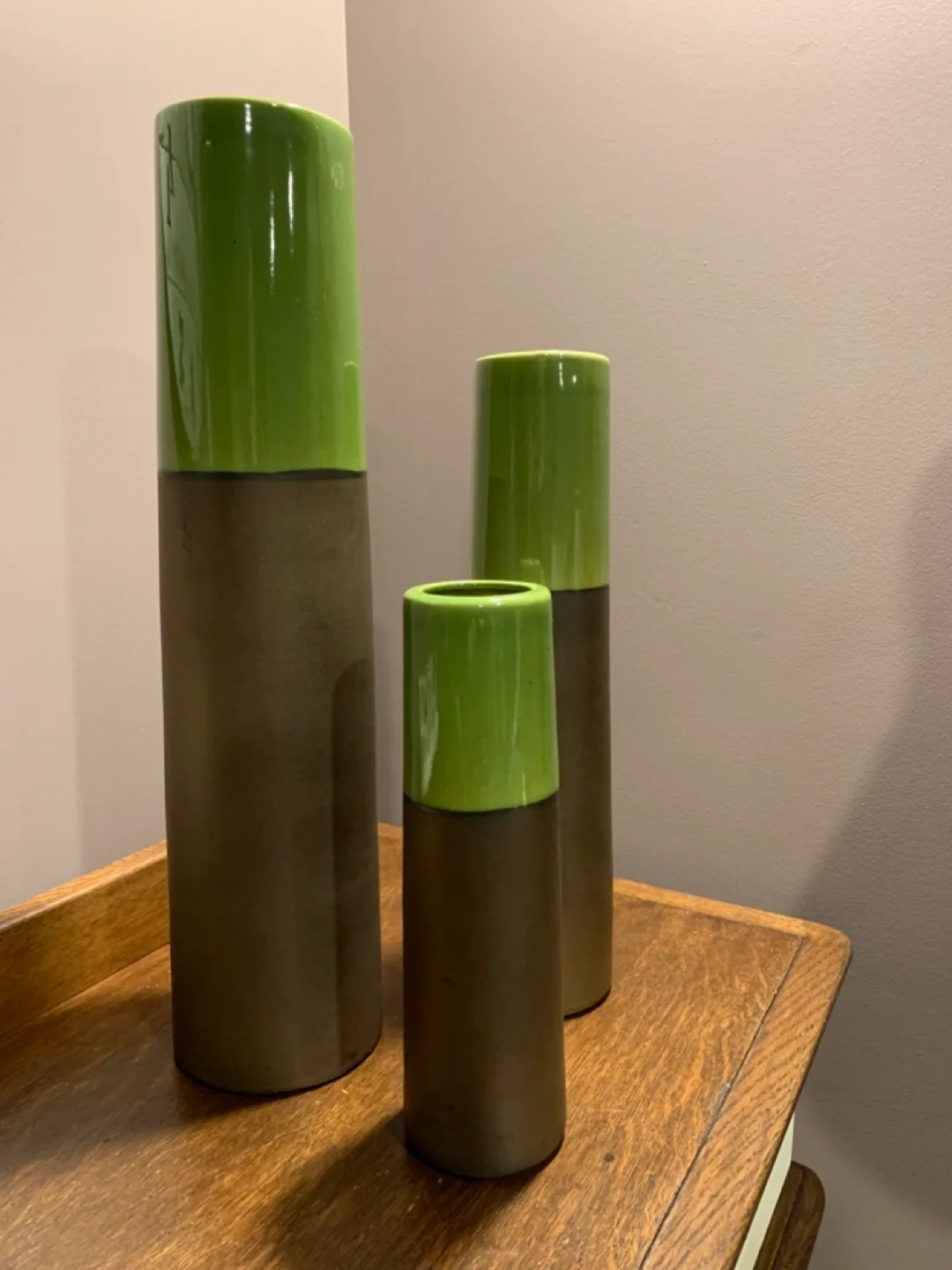 Hofland Mirabelle Cylinder Vase Set - Green/Brown image indicator(2)
