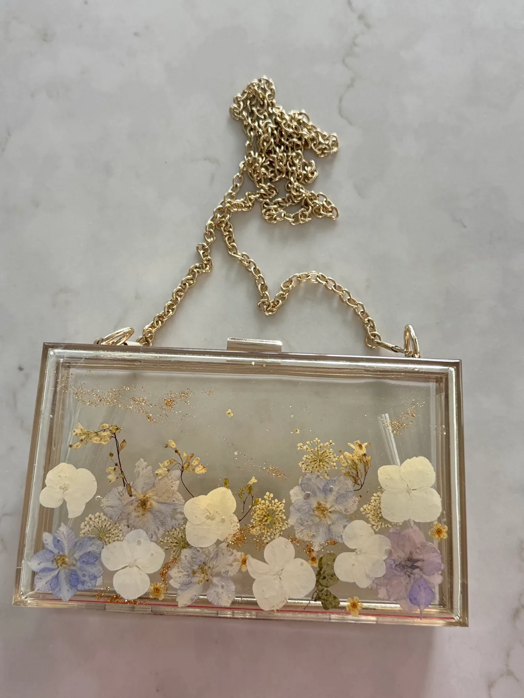 Clear Acrylic Clutch with Gold Chain thumbnail