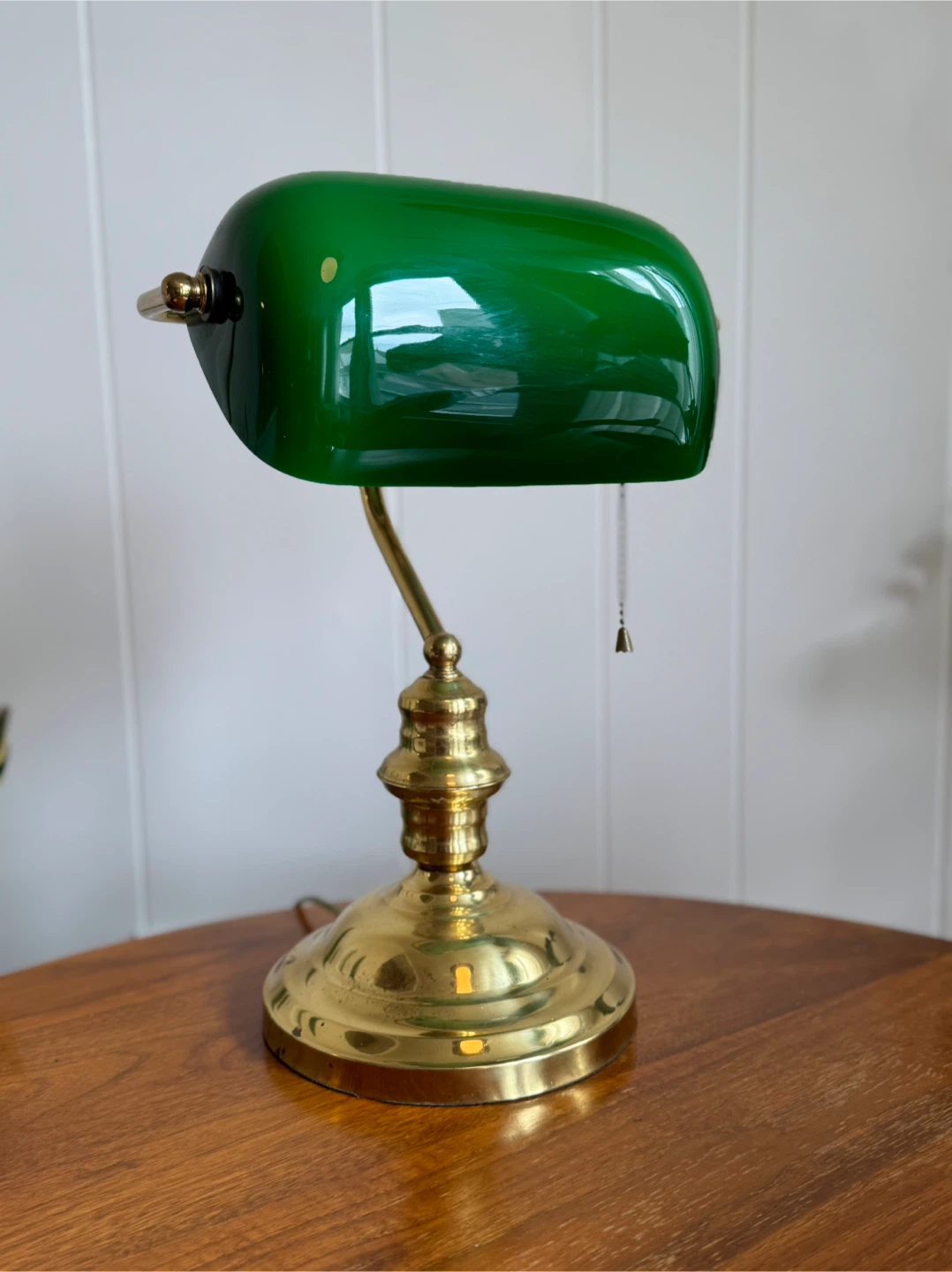 Banker Lamp, Green and Brass