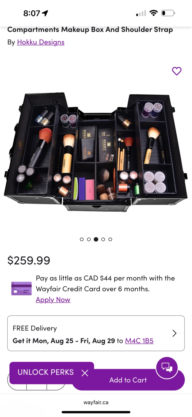 Hokku Designs Makeup Train Case Cosmetic Box - Black