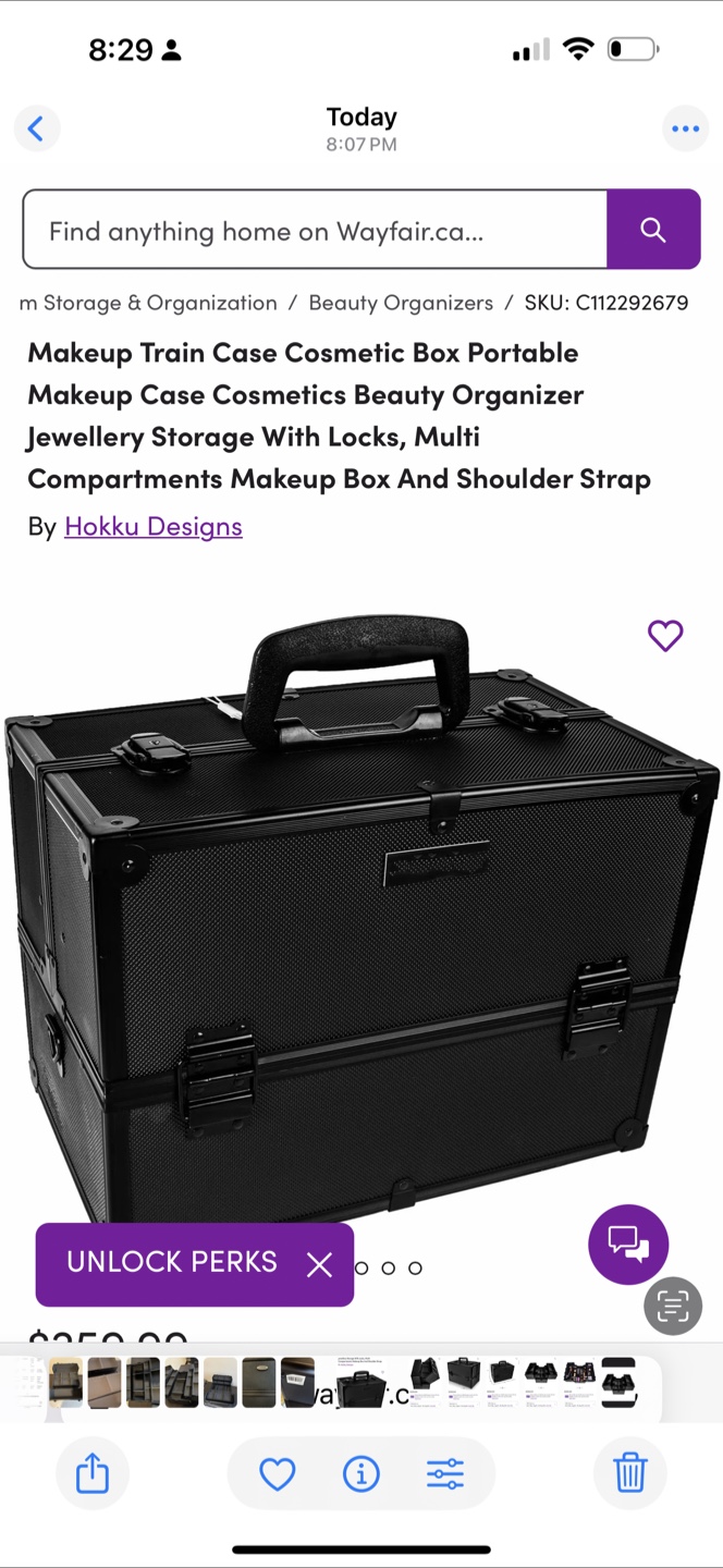 Hokku Designs Makeup Train Case Cosmetic Box - Black - photo 2