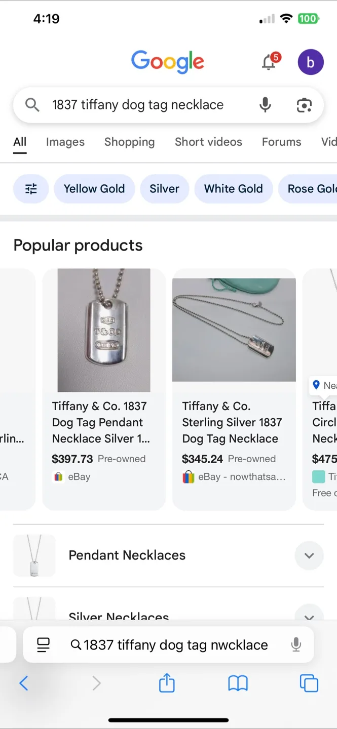 Tiffany & Co. Sterling Silver Dog Tag Necklace image indicator(5)