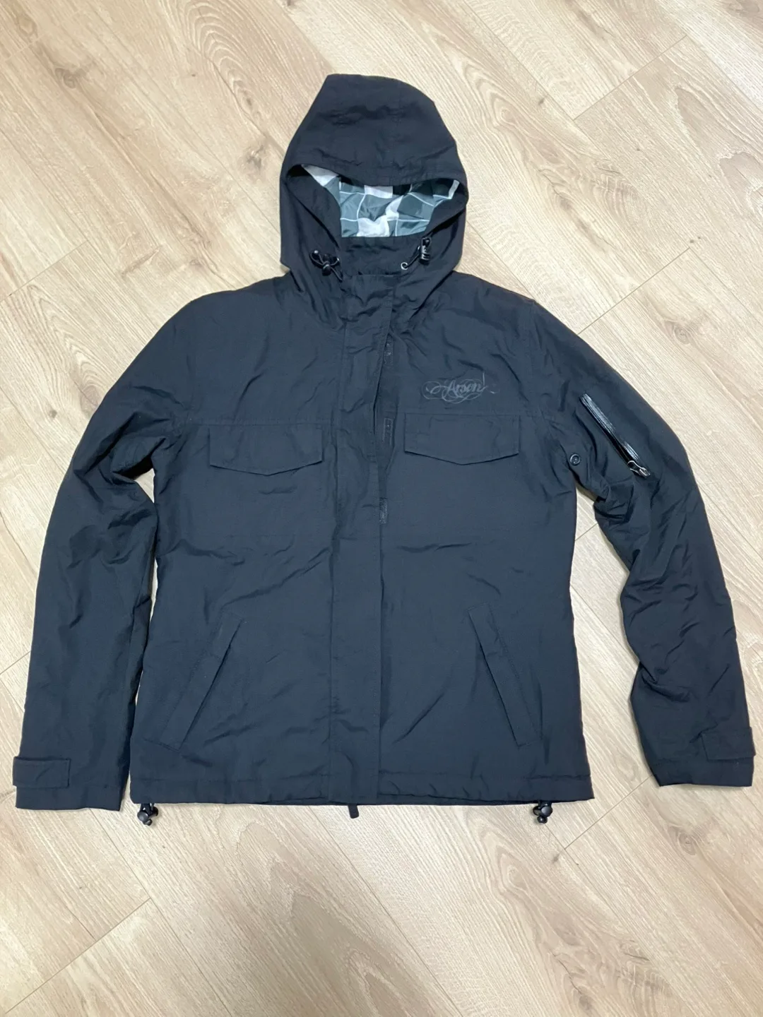 Arson Black Hooded Jacket coat(M) thumbnail