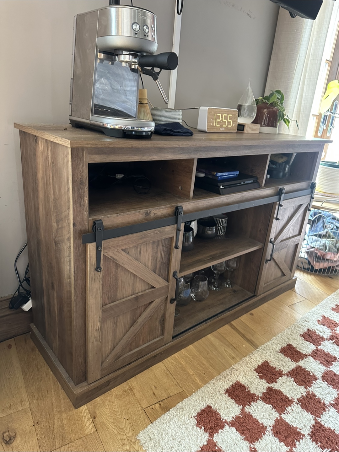 Rustic Brown Media Console with Barn Doors - photo 3