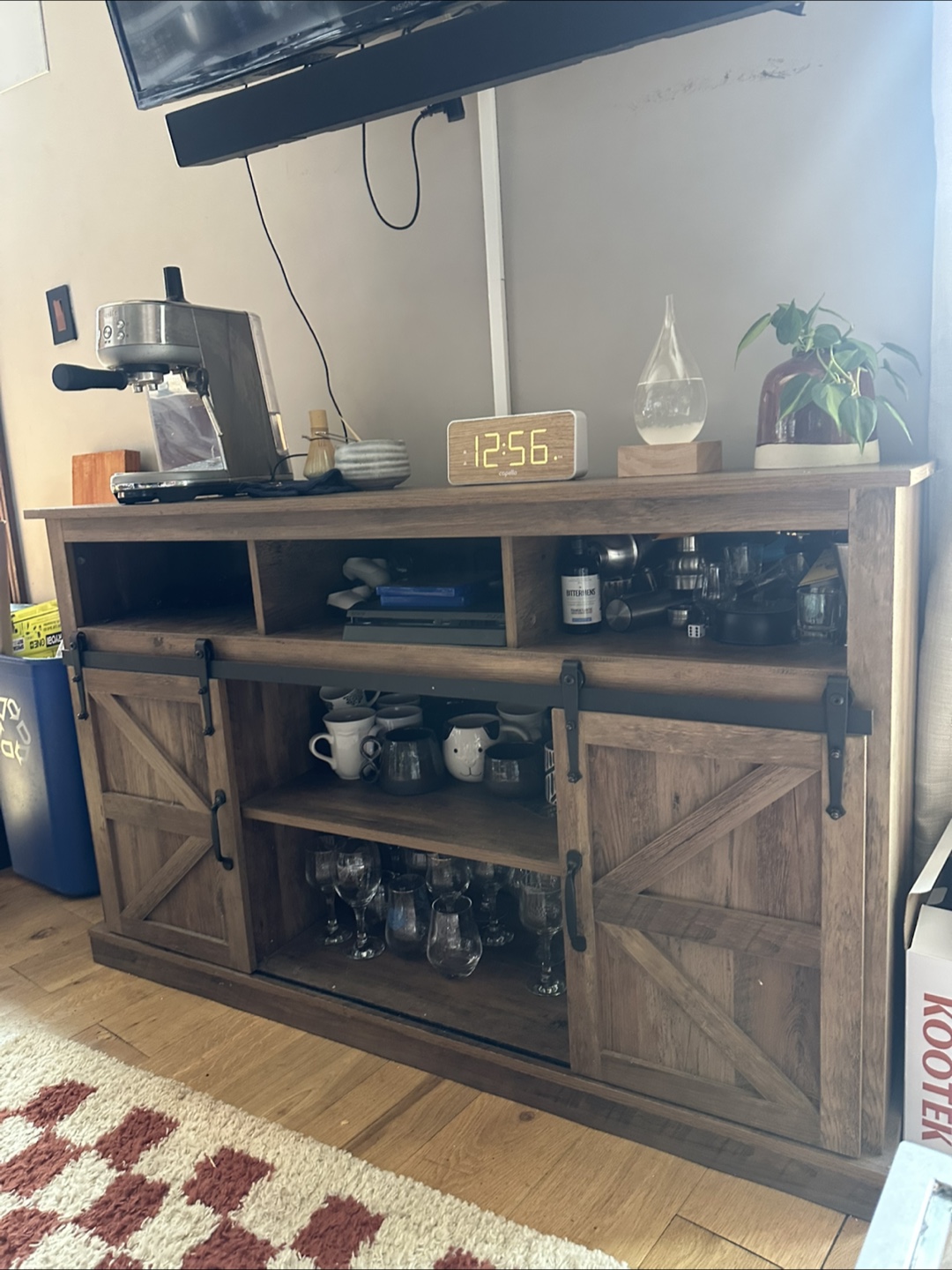 Rustic Brown Media Console with Barn Doors