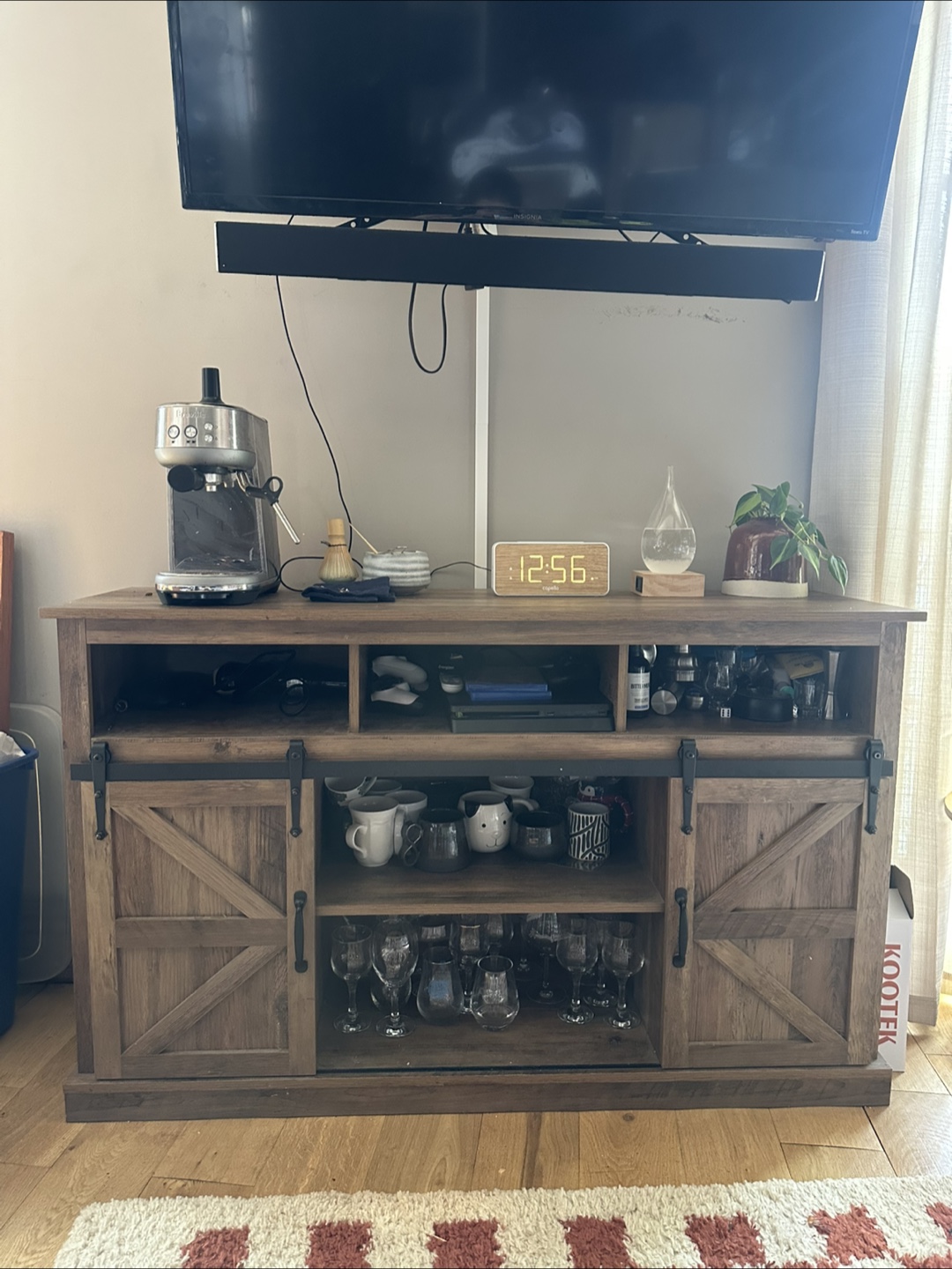 Rustic Brown Media Console with Barn Doors - photo 2