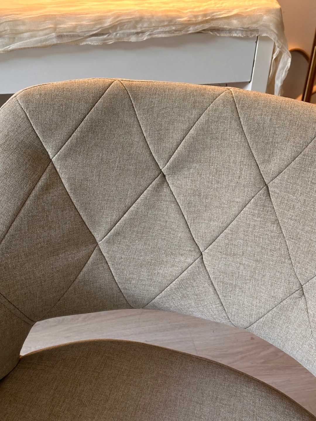 Upholstered Swivel Office Chair - Beige image indicator(2)