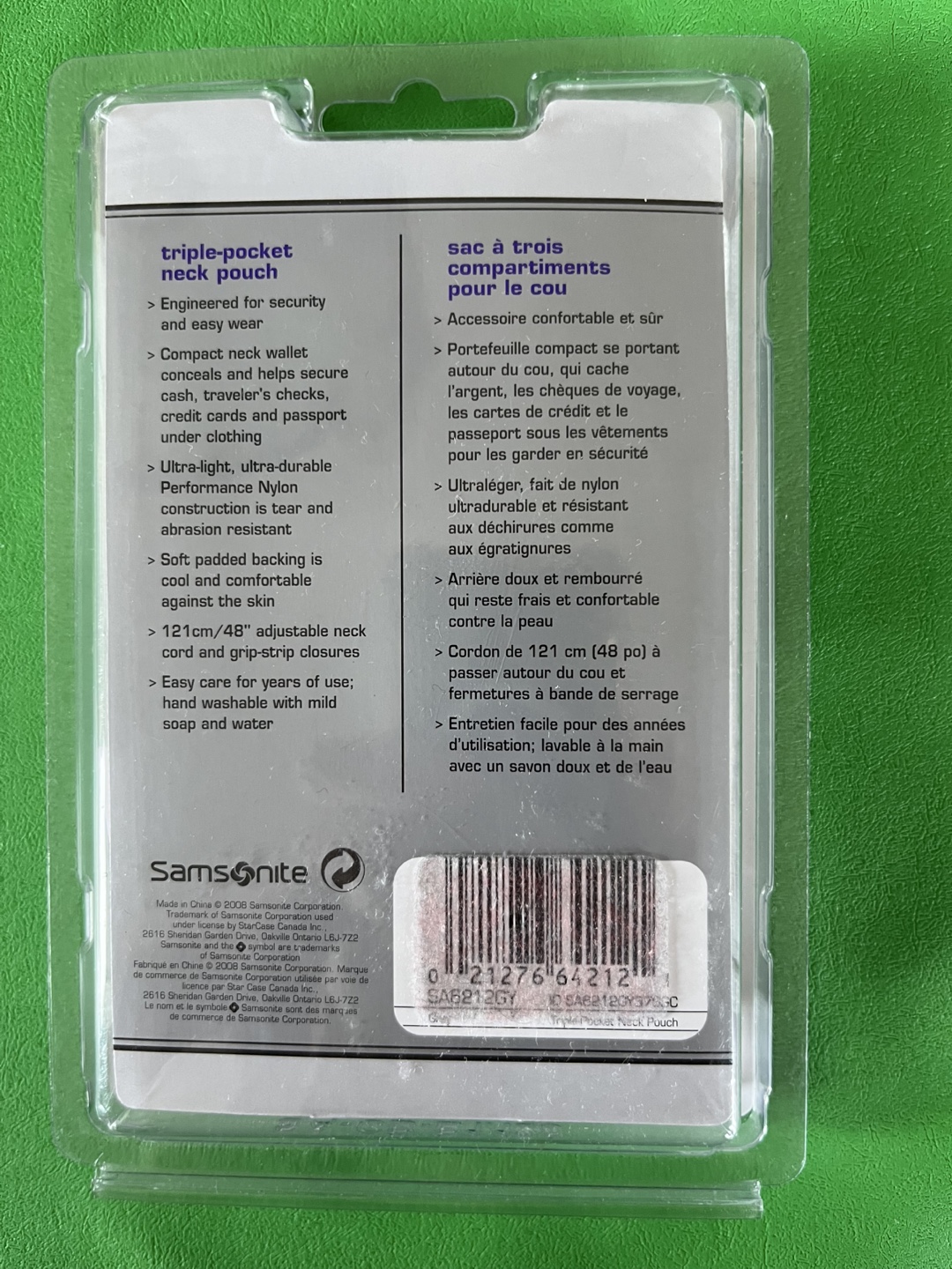 Samsonite Triple-Pocket Neck Pouch - New in Package! - photo 3
