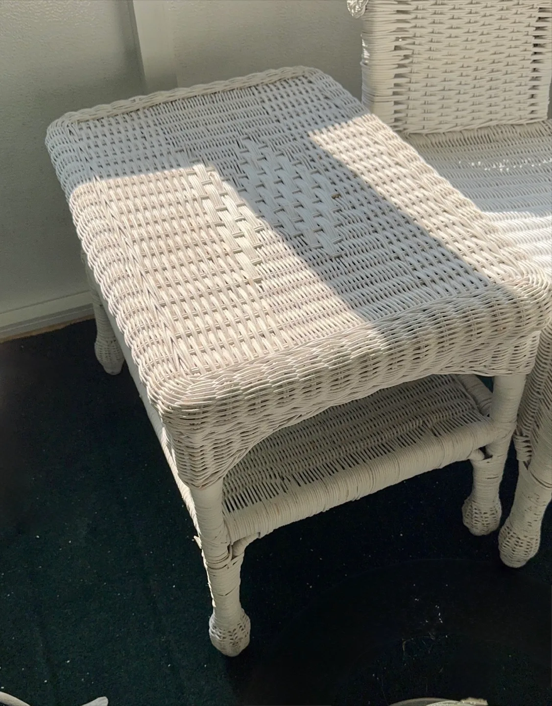 White Wicker Side Table thumbnail