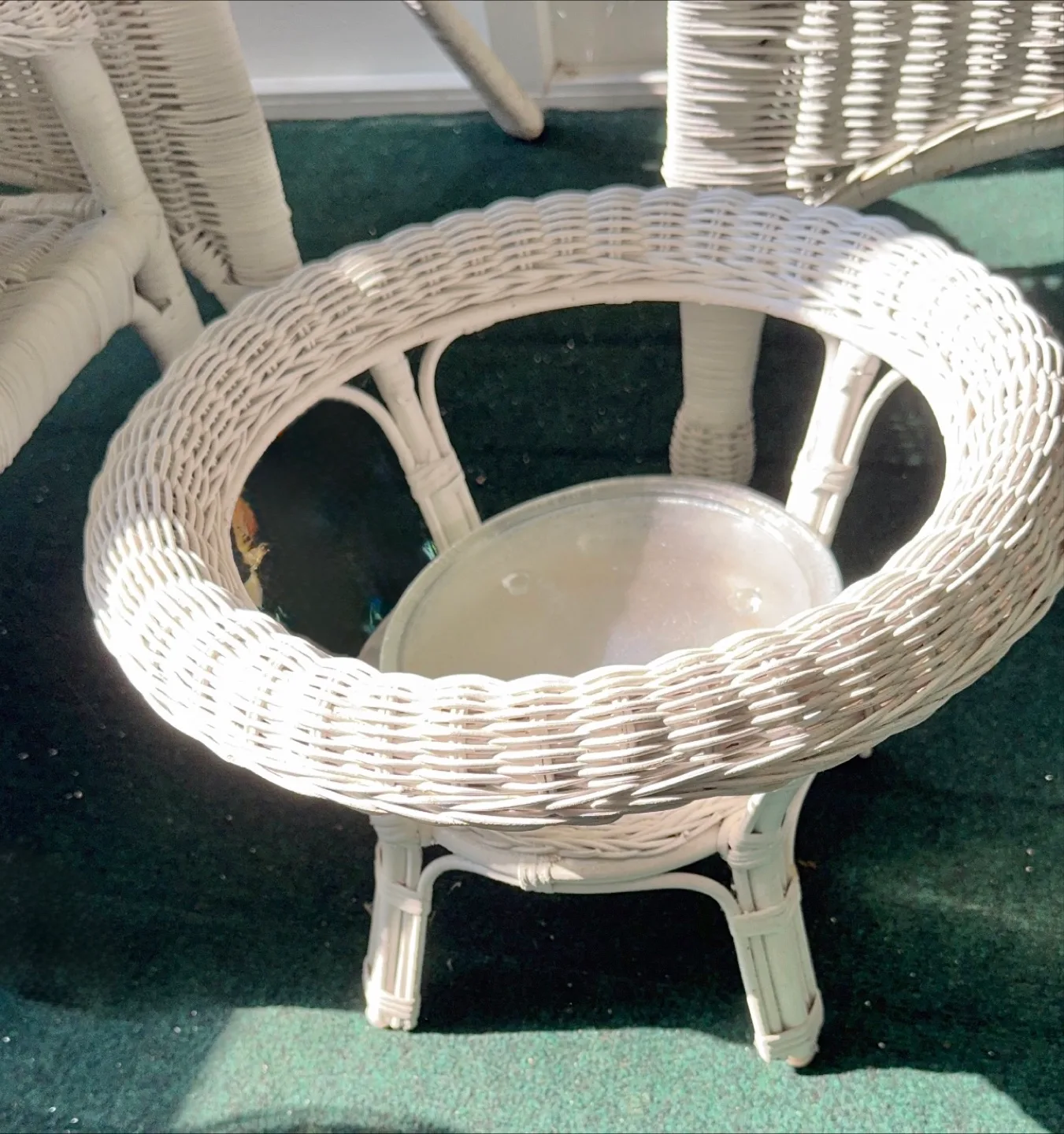 White Wicker Side Table thumbnail