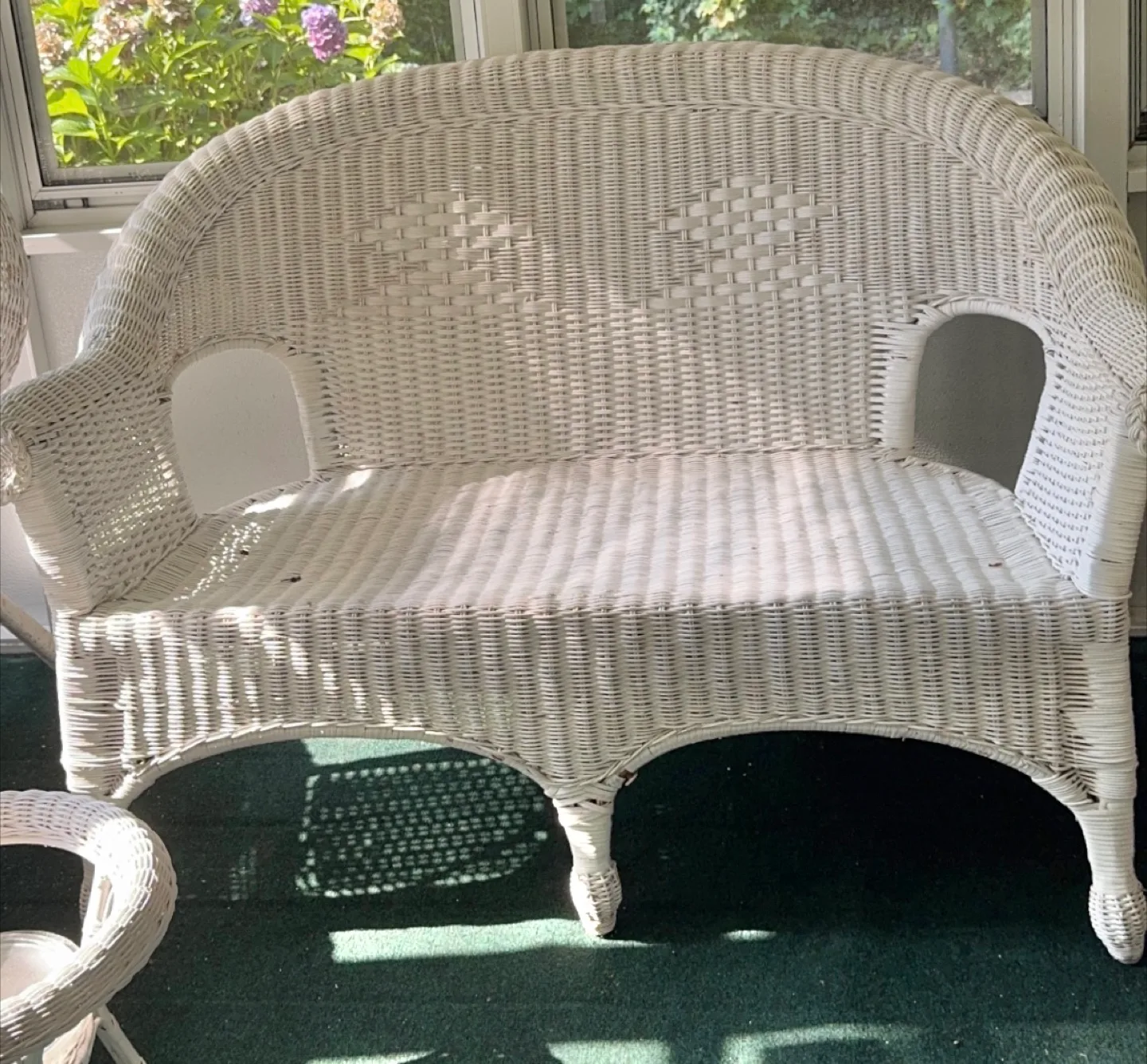 White Wicker Loveseat thumbnail