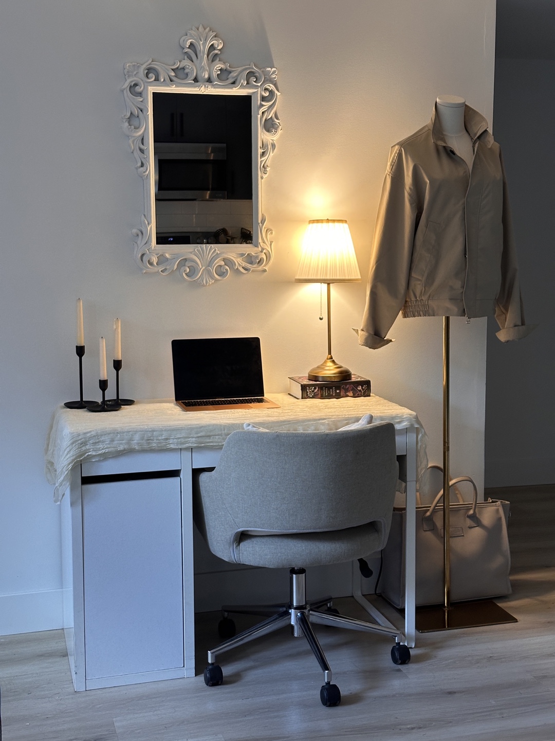 Ornate White Framed Mirror - photo 5