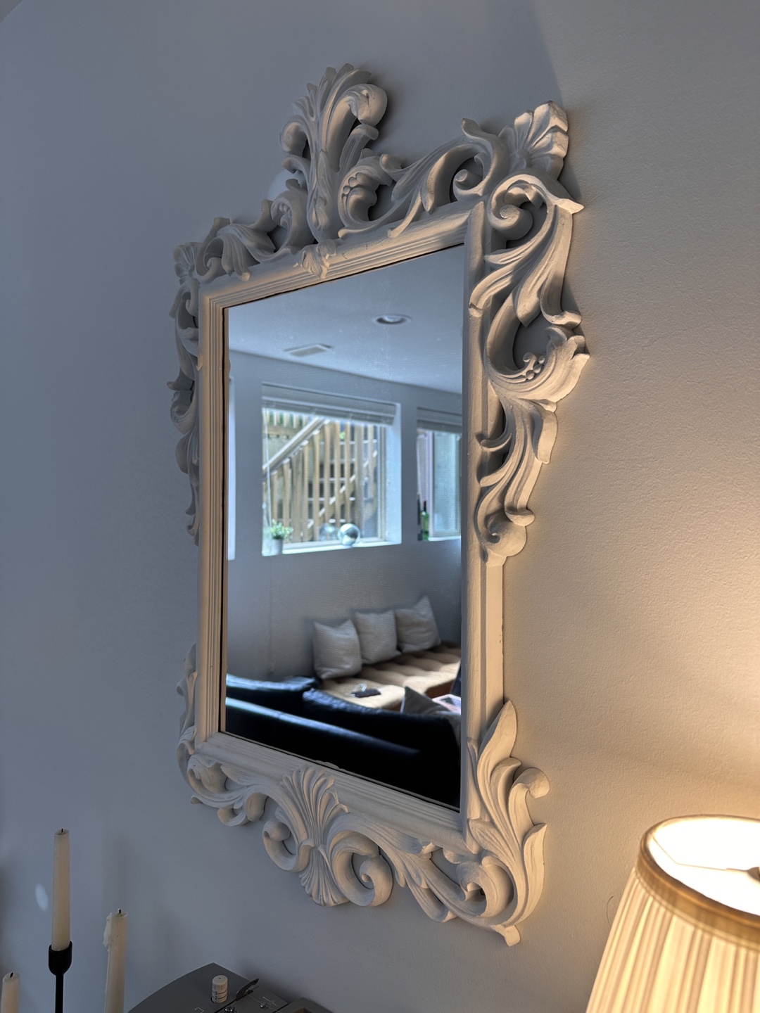 Ornate White Framed Mirror - photo 2