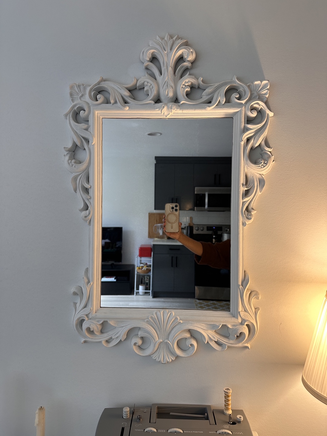 Ornate White Framed Mirror