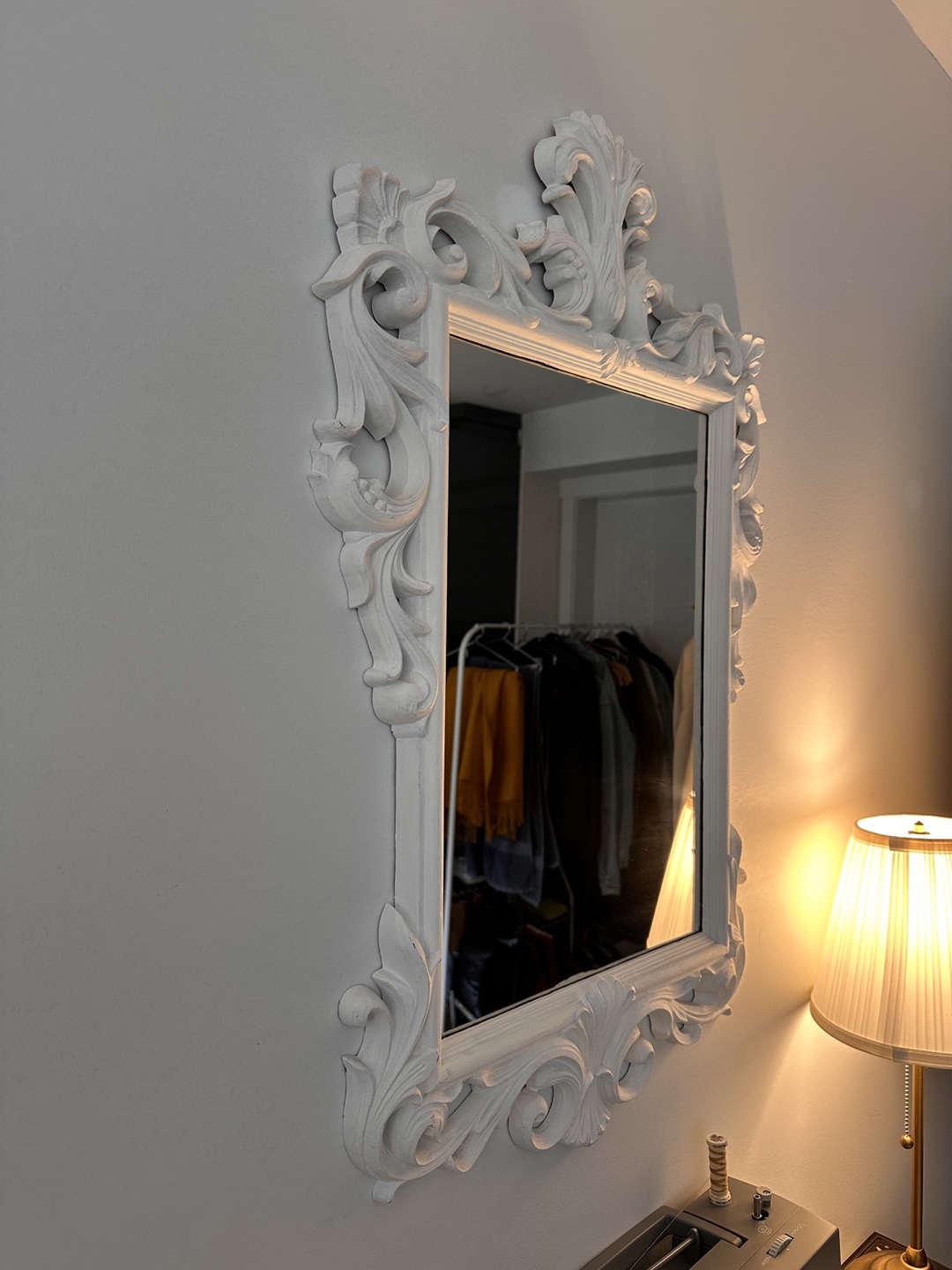 Ornate White Framed Mirror - photo 3