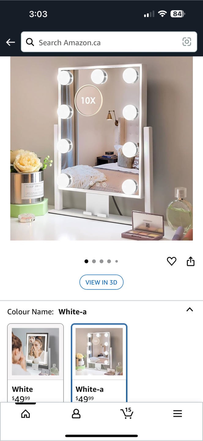 Vanity Mirror with Lights - White - photo 4