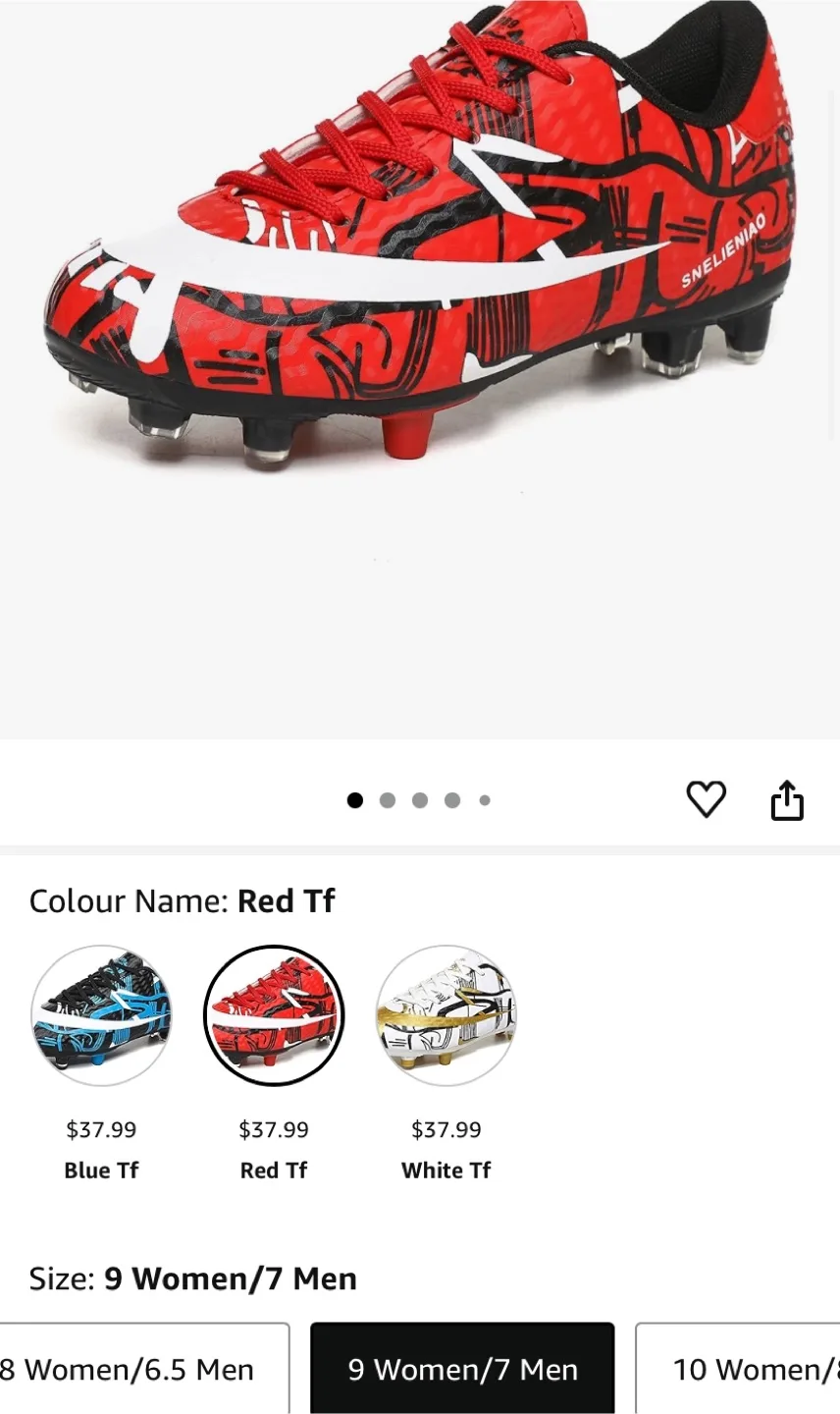 SNELIENIAO Red TF Soccer Cleats - Size 9 Women/7 Men image indicator(4)