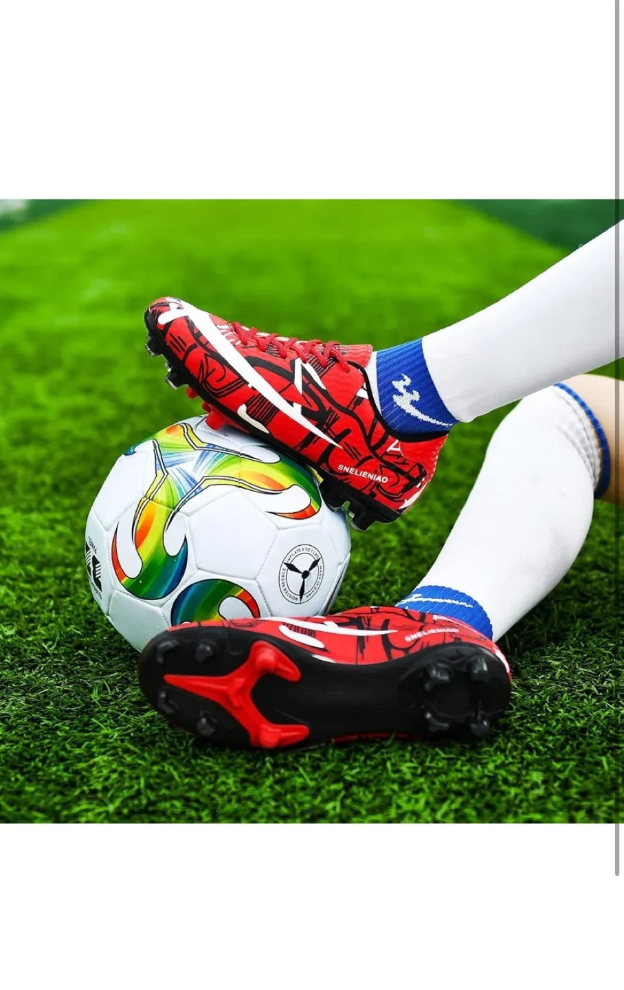 SNELIENIAO Red TF Soccer Cleats - Size 9 Women/7 Men image indicator(7)