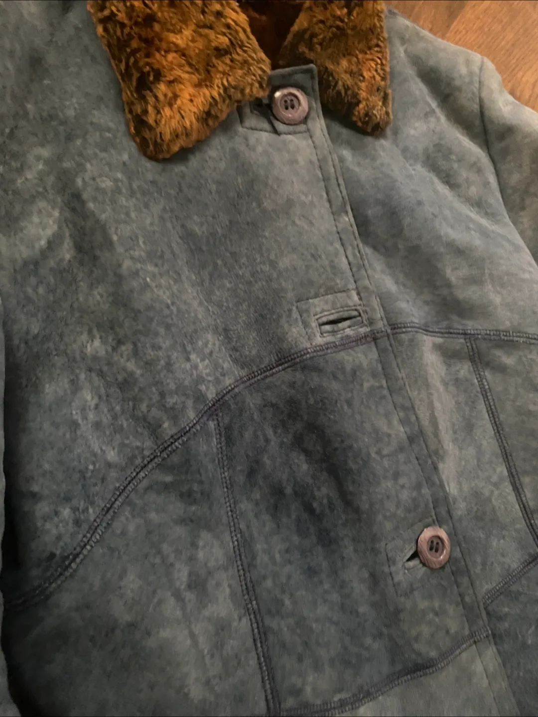 Blue Suede Shearling Coat “ Wolff of Canada” Small image indicator(4)