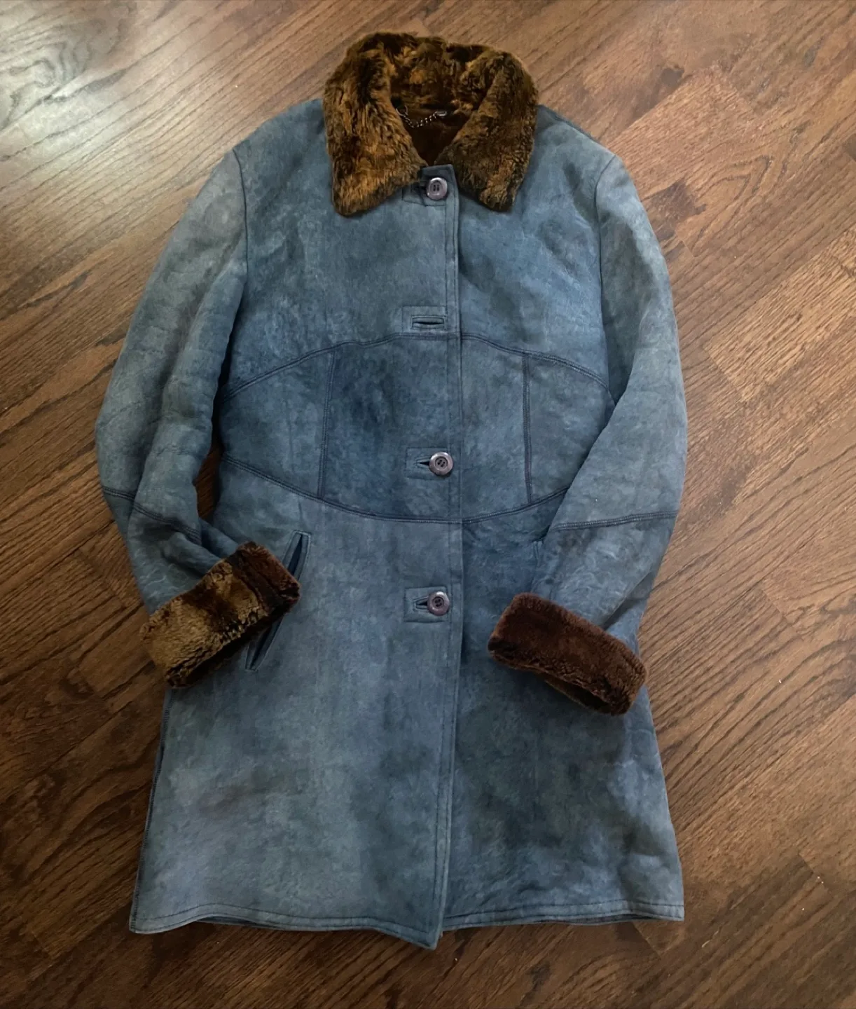 Blue Suede Shearling Coat “ Wolff of Canada” Small image indicator(2)