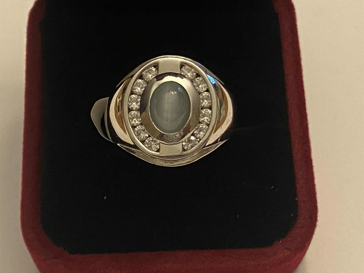 Silver Ring with Gemstone and cubic zirconia thumbnail