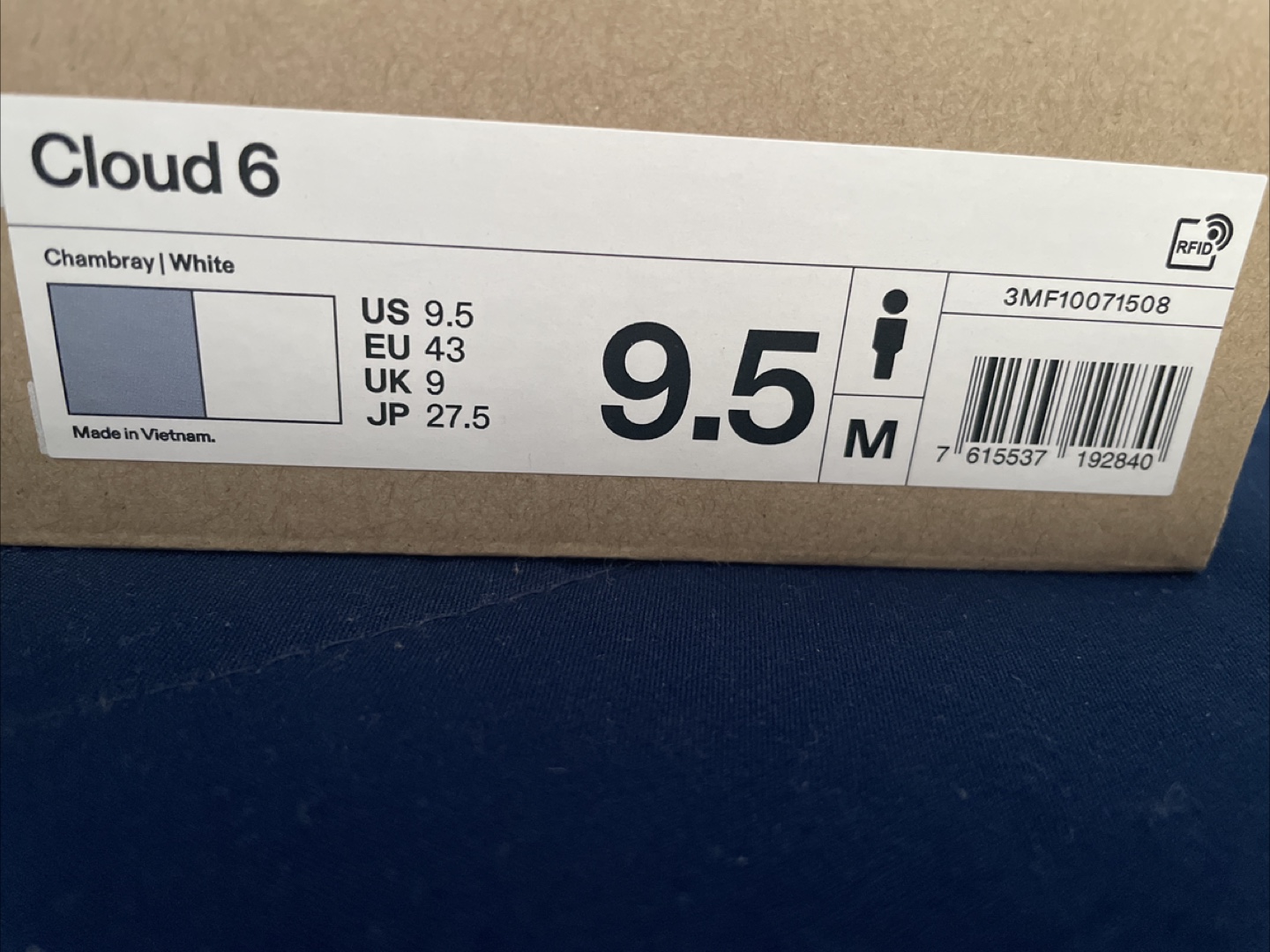 On Cloud 6 Chambray/White - Men's US 9.5 - photo 2