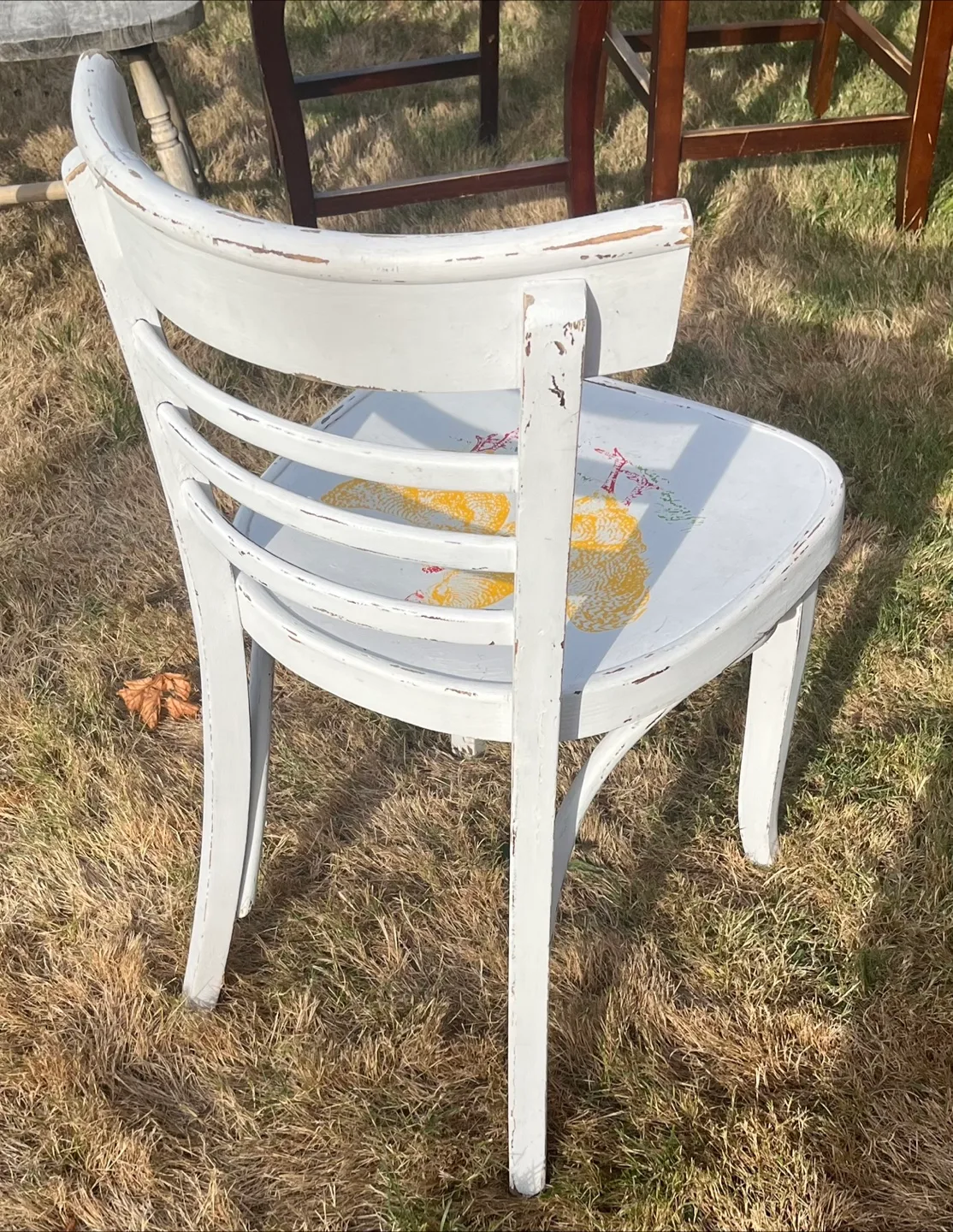 Vintage White Handpainted Kitchen Chair image indicator(2)