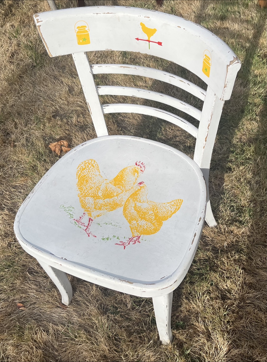 Vintage White Handpainted Kitchen Chair