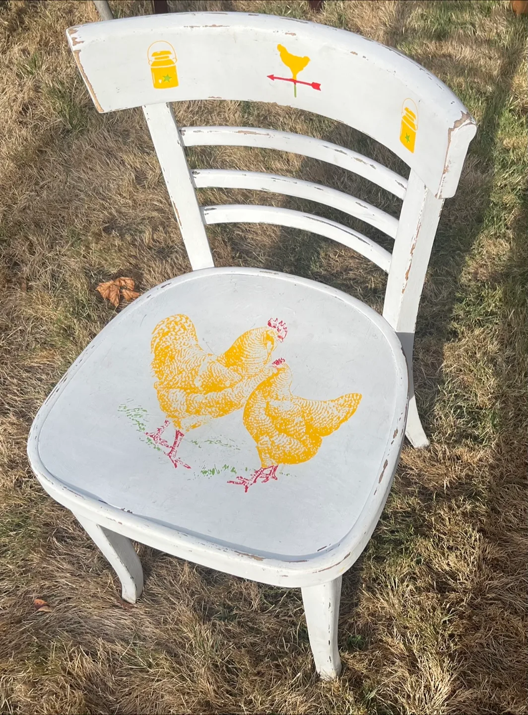 Vintage White Handpainted Kitchen Chair thumbnail