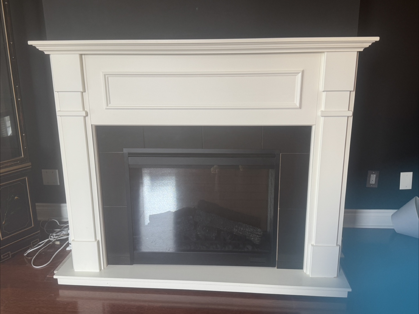 White Fireplace Mantel/ electric fireplace brand new