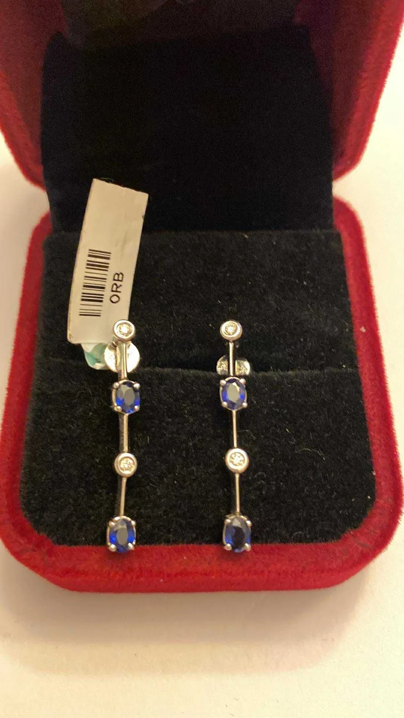 Sapphire & Diamond Dangle Earrings thumbnail