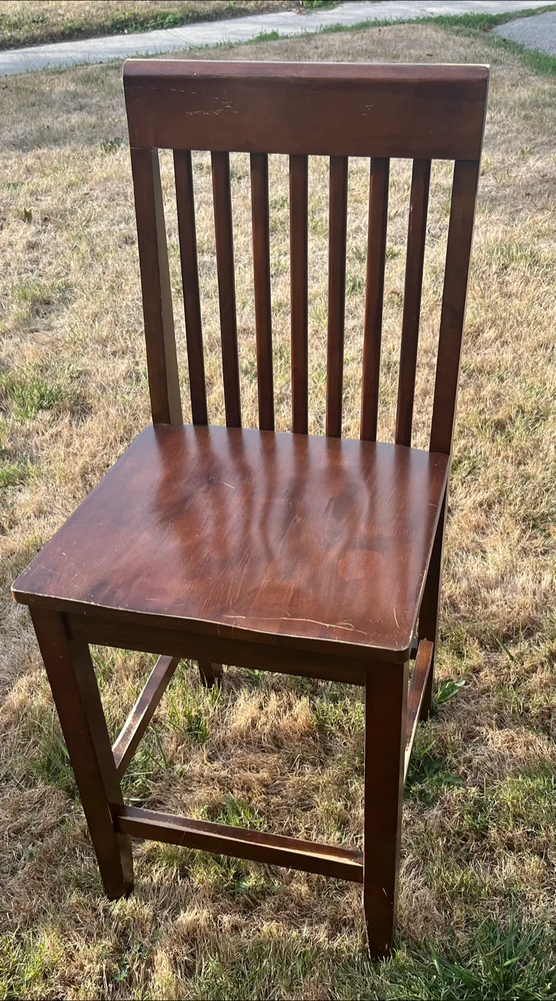 Wooden Counter height bar stool- Brown thumbnail