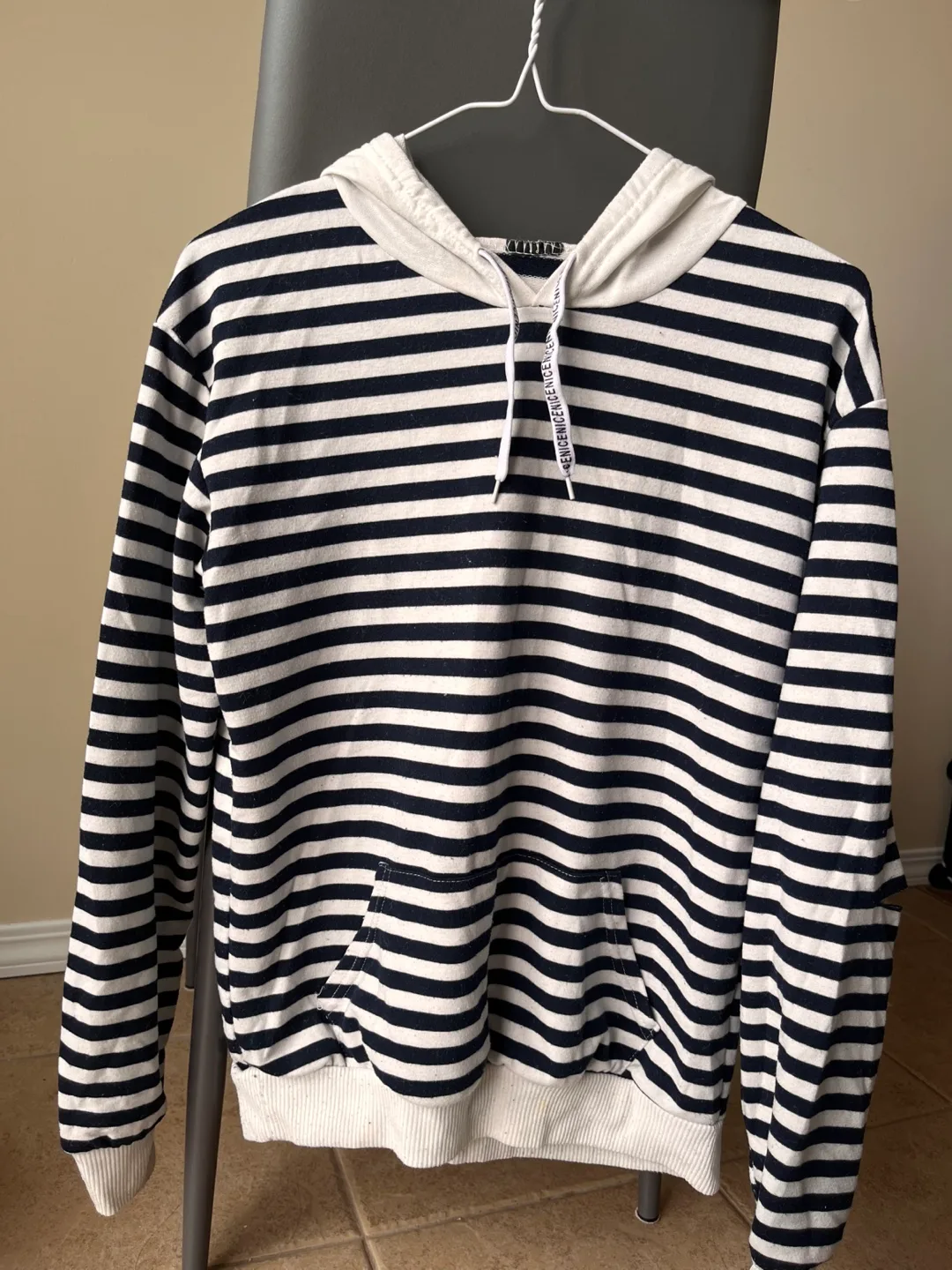 Striped Hoodie & Black Crewneck, Burgundy Hoodie thumbnail