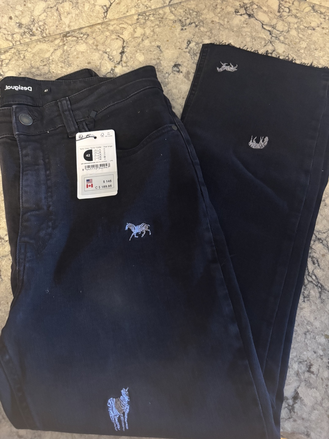 Desigual Flare Cropped Zebra Jeans Size 42