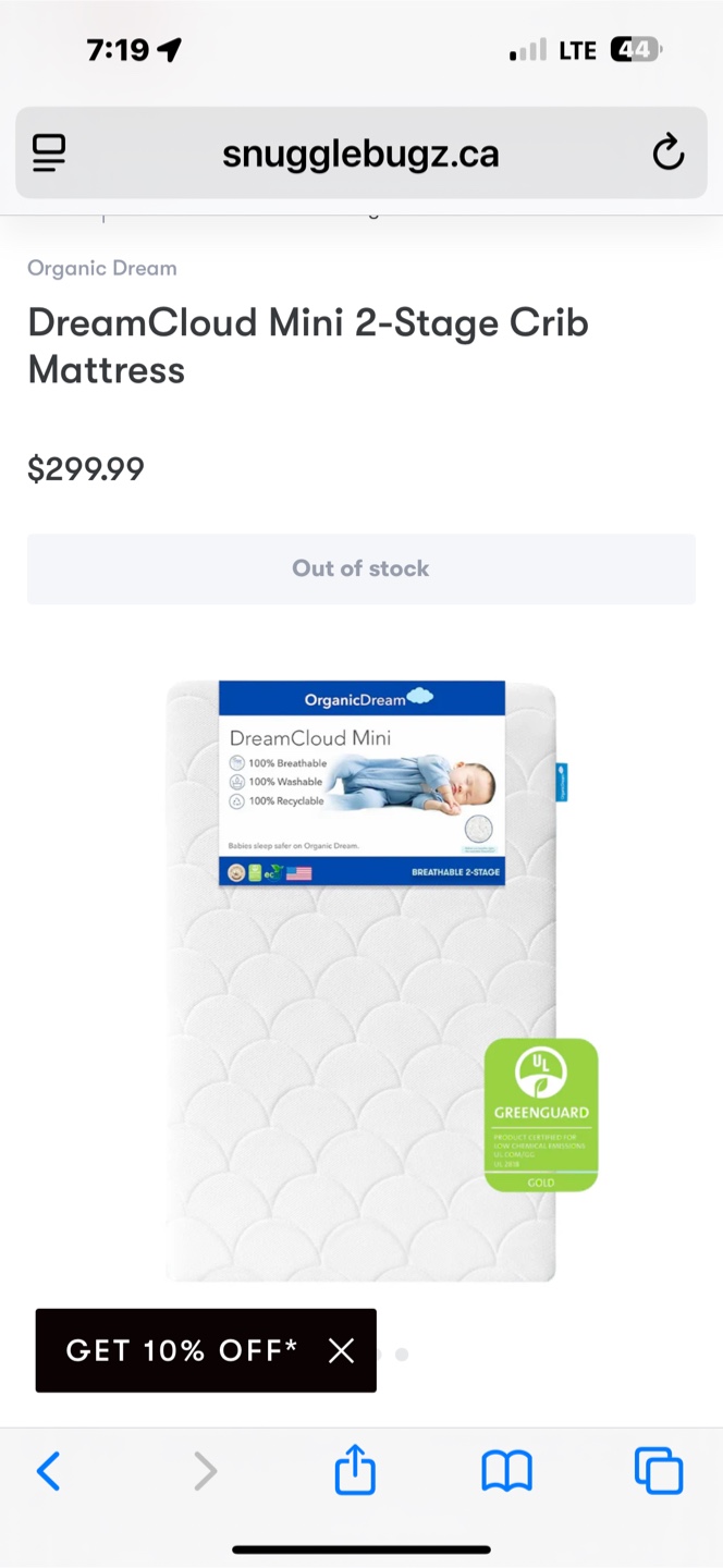 Organic Dream DreamCloud Mini 2-Stage Crib Mattress