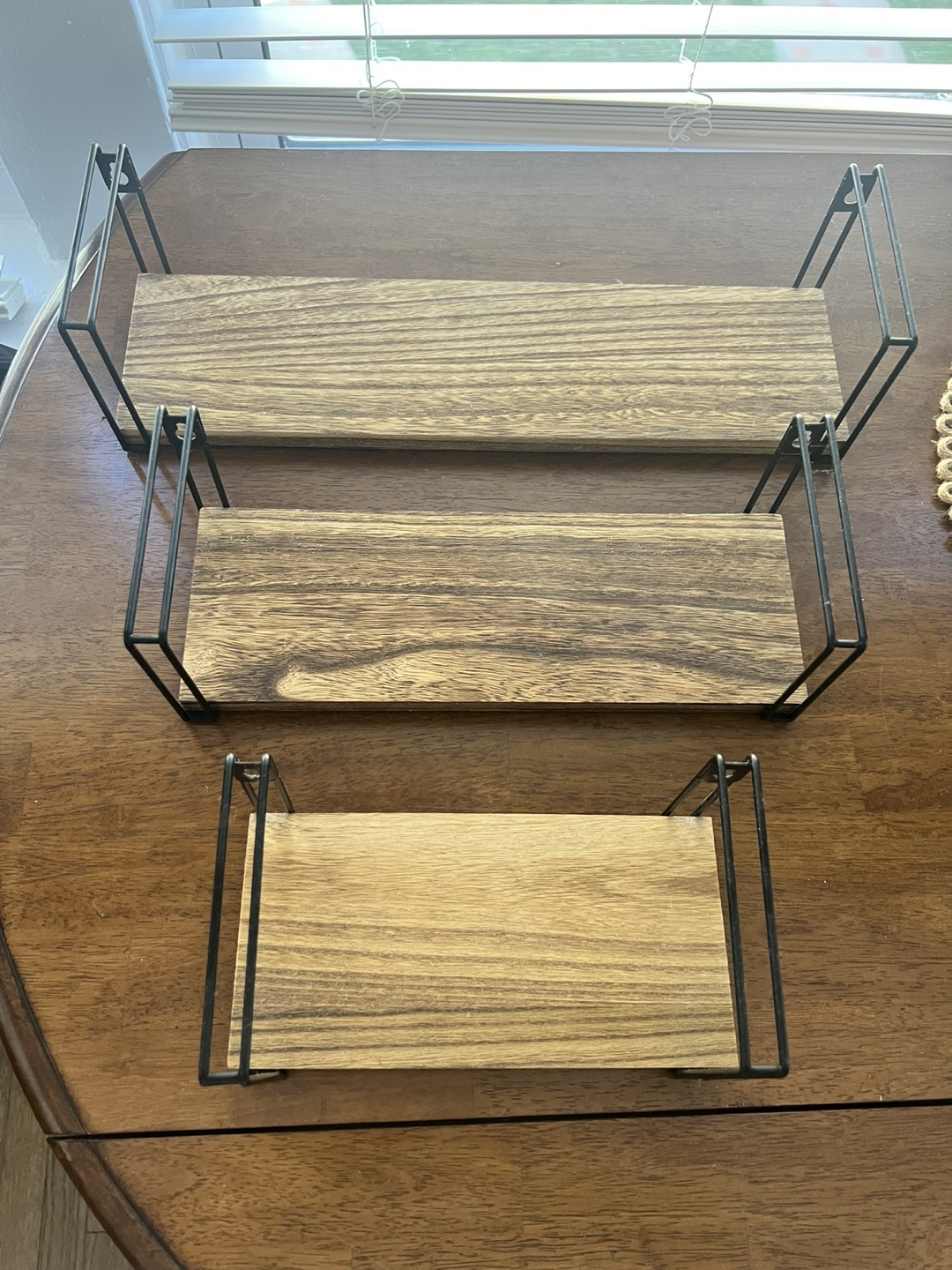 Set of 3 Wood and Metal Wall Shelves - photo 2