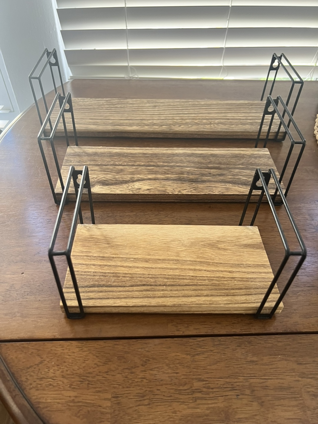 Set of 3 Wood and Metal Wall Shelves