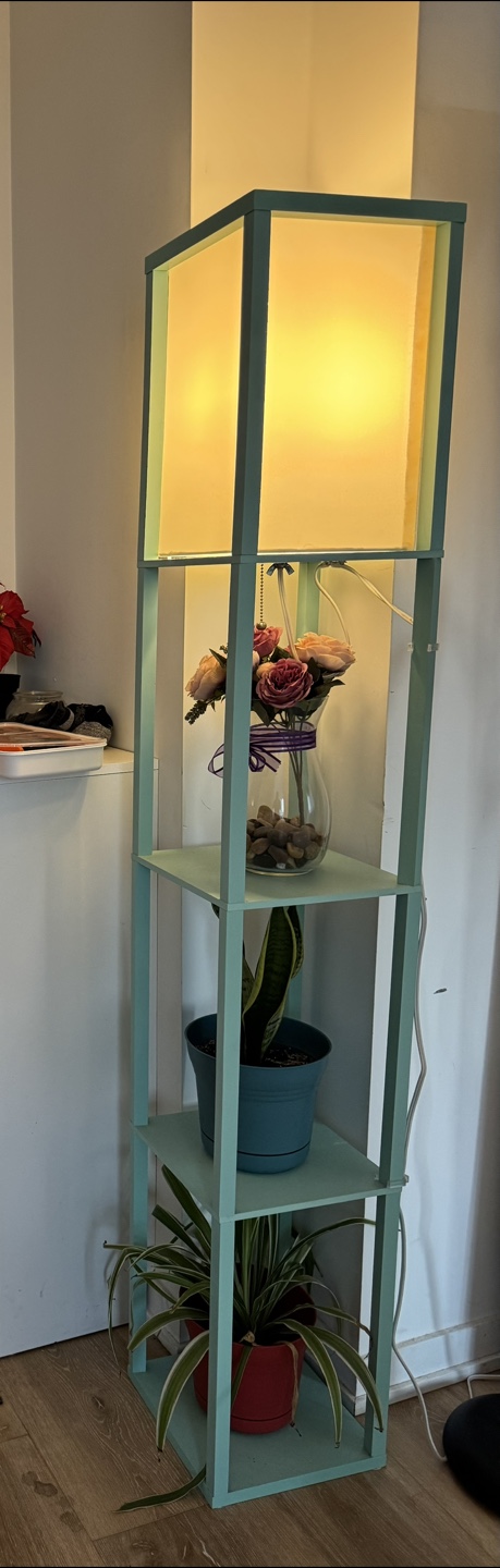 Organizer Storage Shelf Linen Shade Floor Lamp - photo 2