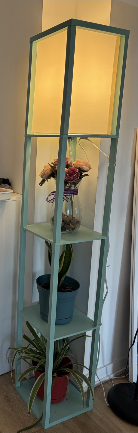 Organizer Storage Shelf Linen Shade Floor Lamp