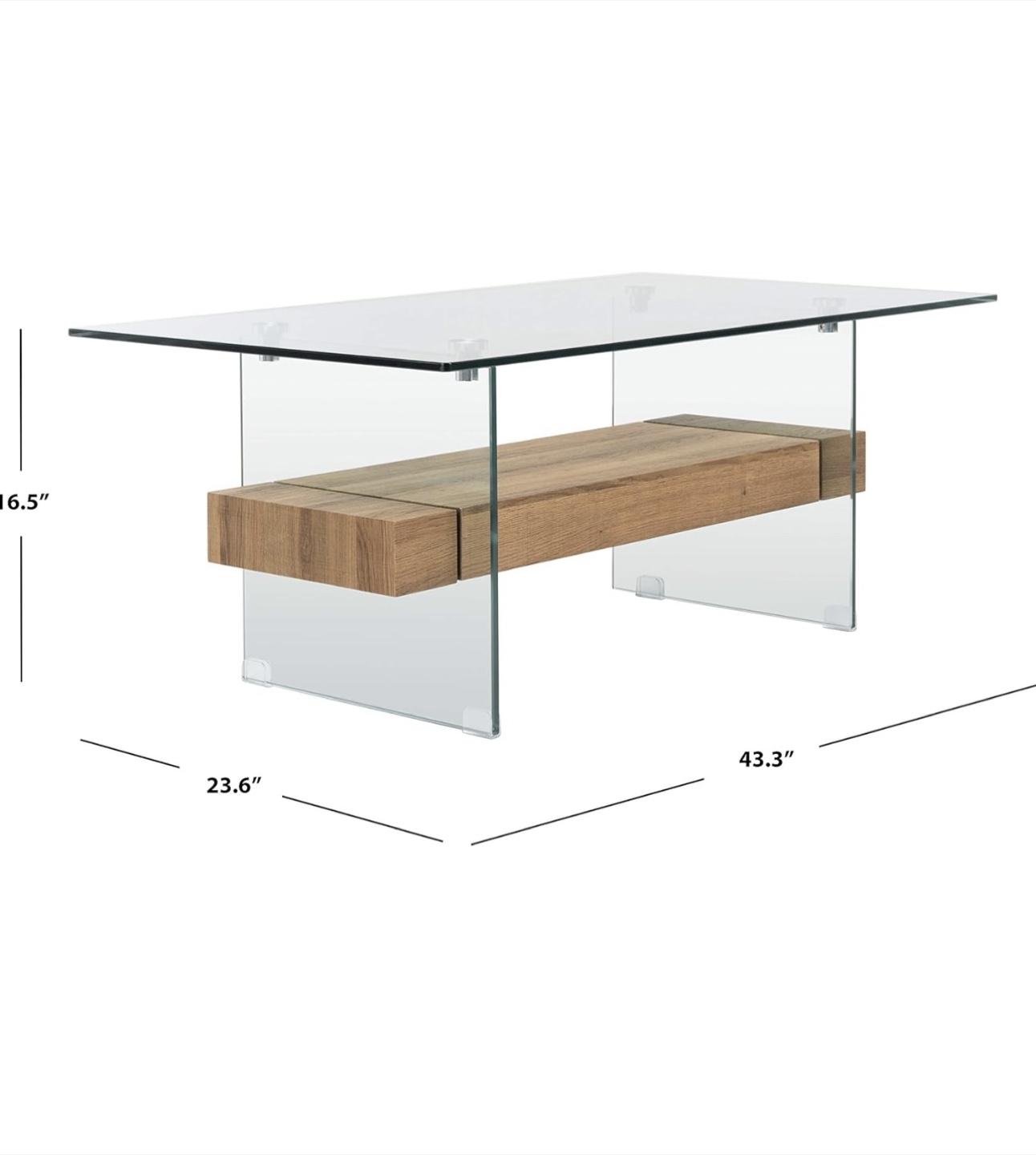 Glass Coffee Table with Wood Shelf - photo 2